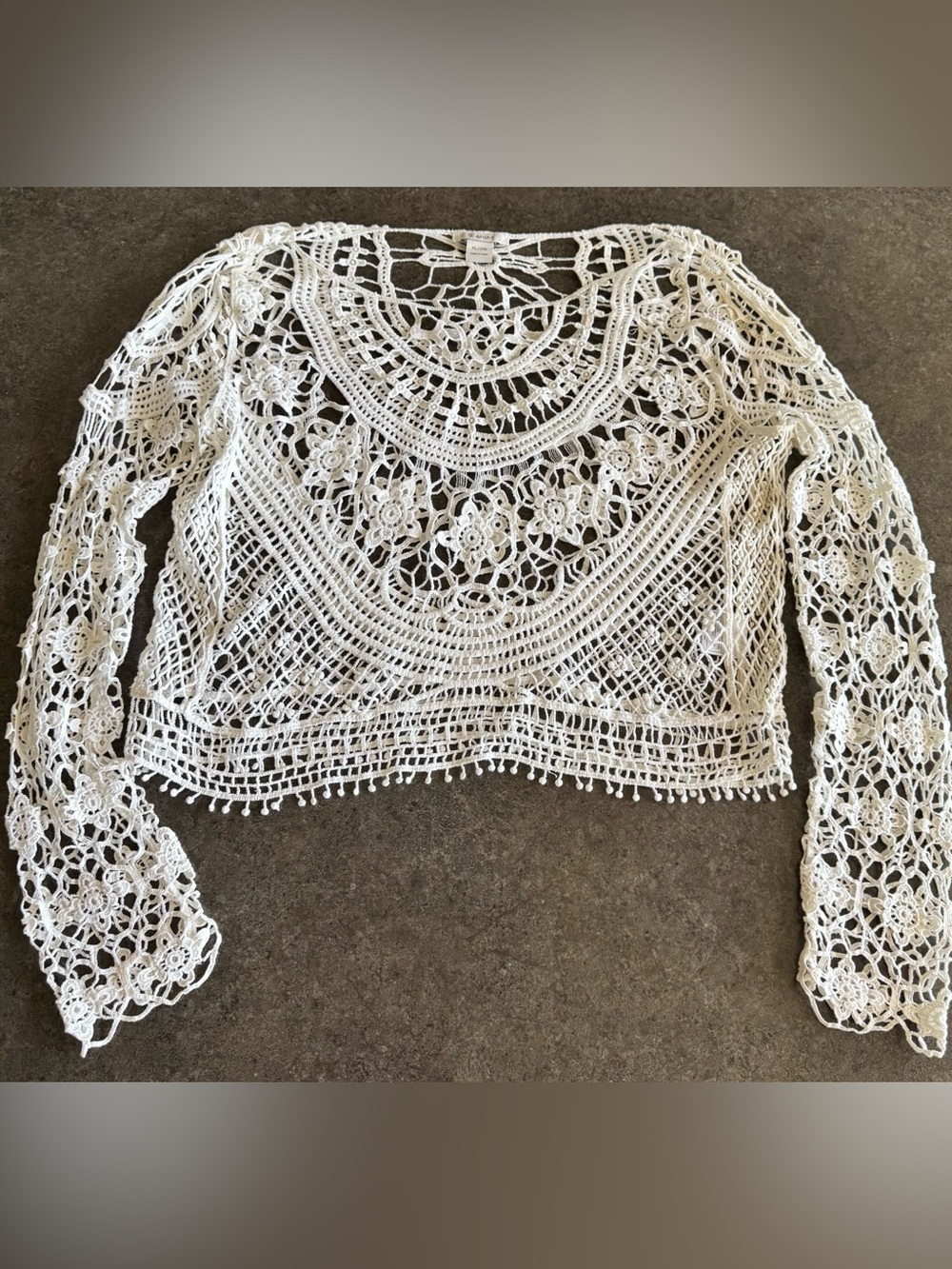 Ariat 100% Cotton Crochet Boho Cream Bohemian Crop Top XL/XXL NWOT